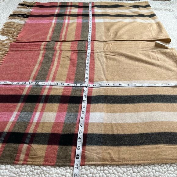 Woolrich Lagenlook Oversized Open Front Fringed Plaid Blanket Wrap Shawl Poncho - Picture 10 of 12